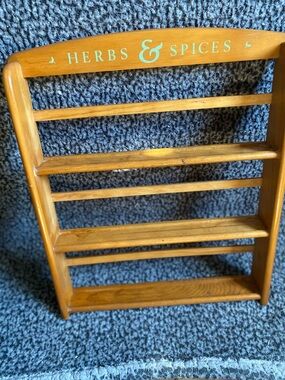 Wooden 'Herbs & Spices' Wall Rack - Honey Brown